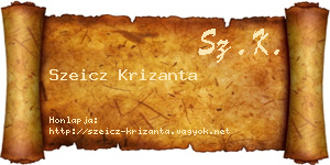 Szeicz Krizanta névjegykártya